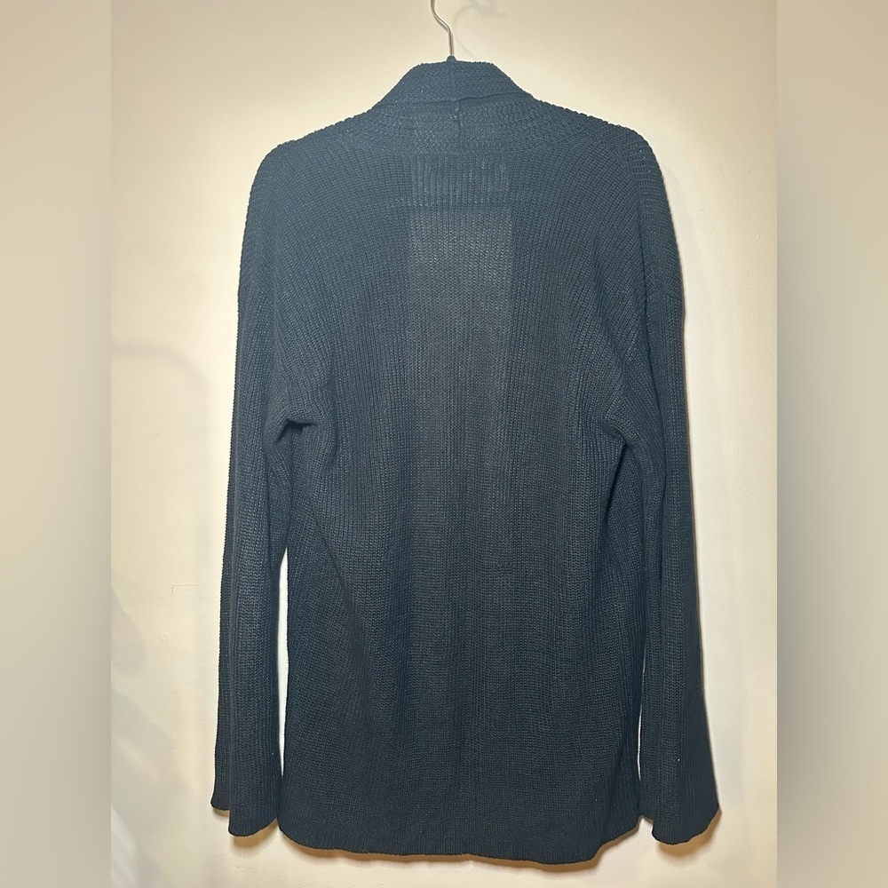 Lauren Ralph Lauren 100% Linen Black Open Front Staple Academia Cardigan Size L - Picture 9 of 12
